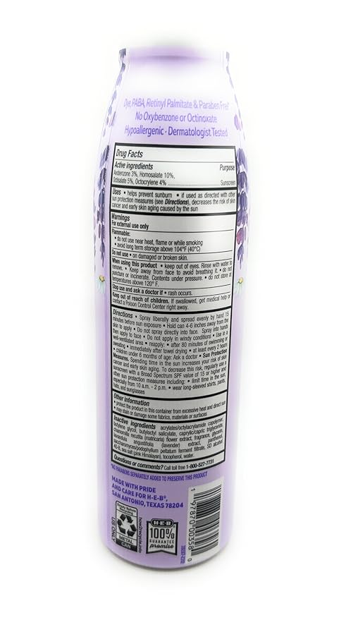 H-E-B Chamomile & Lavender Scented Sunscreen Spray - SPF 50-5.5oz - 1 bottle