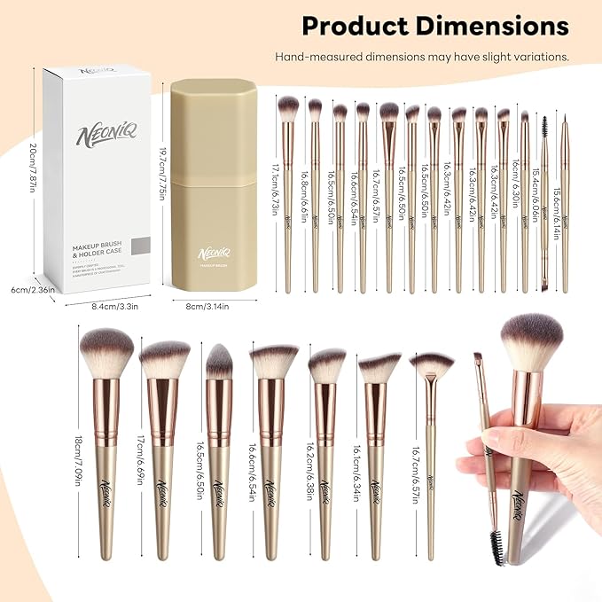 20 PCS Travel Makeup Brush Set, Makeup brushes, Professional Foundation Eyeshadow Concealer Blush Powder Bronzer Brushes,Versatile Face Make Up Tools with Travel Makeup Case(Champagne Gold)