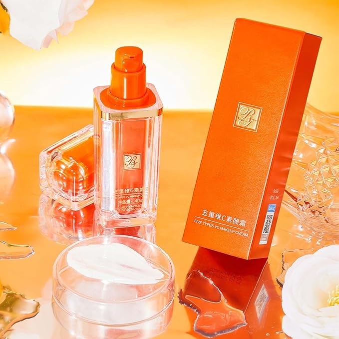 Vitamin C CC Cream Foundation Full Coverage, Vitamin C Cream Colour Correcting Adjusting, Face Serum Moisturizer Even Skin Tone BB Cream Refine Skin Texture (Natural Light)