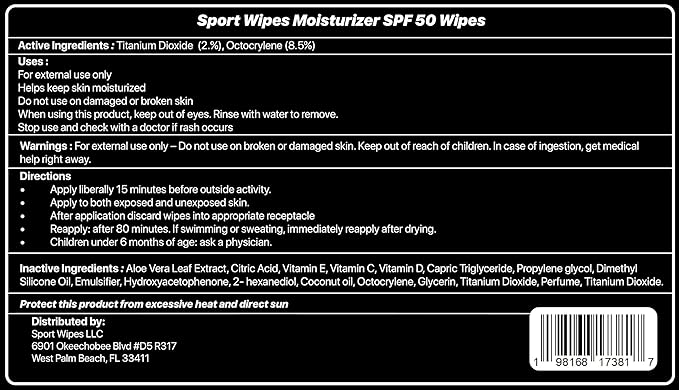Eagle Wipes Pack, Moisturizer SPF 50, Biodegradable, Waterproof, Sun Protection, Whole Body, Adult. Sale ends 3/30/26