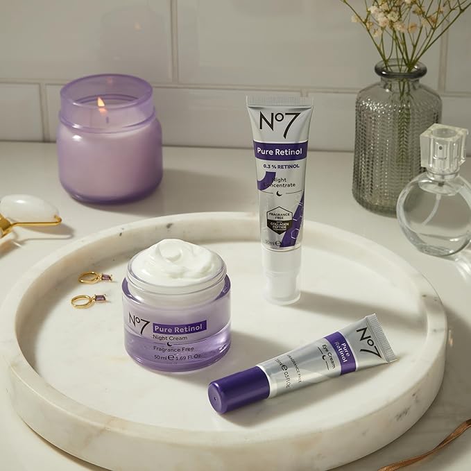 No7 Pure Retinol Eye Cream - Under Eye Cream for Wrinkles, Fine Lines & Puffiness with 0.5% Retinol - Infused with Shea Butter to Smooth and Hydrate Skin (0.5 Oz)