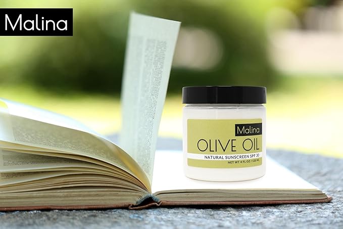 Malina™ Organic Olive Oil Natural Sunscreen | SPF 30+ | Nontoxic | Baby-Safe | Reef-Safe | No Preservatives | No Synthetic Fragrance (4 Fl Oz)