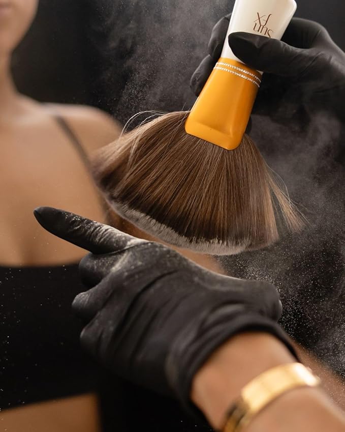 SunFX Finishing Powder Brush | Large Professional Fan Brush for Salon Use | Perfect For Spray Tan Powder | White