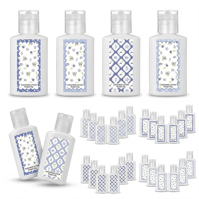 Demissle 24 Pcs Amalfi Coast Mini Sunscreen Bulk Travel Size 1 oz Summer Beach Sunscreen Lotion Spf 30 for Nautical Summer Party Supplies Bridal Shower Birthdays Wedding Party Favors