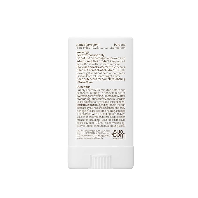 Sun Bum Baby Bum Mineral SPF 50 Sunscreen Stick - Hawaii 104 Act Compliant (Without Octinoxate & Oxybenzone) - UVA/UVB Face and Body Protection - Unscented for Sensitive Skin - Travel Size - 0.45 Oz