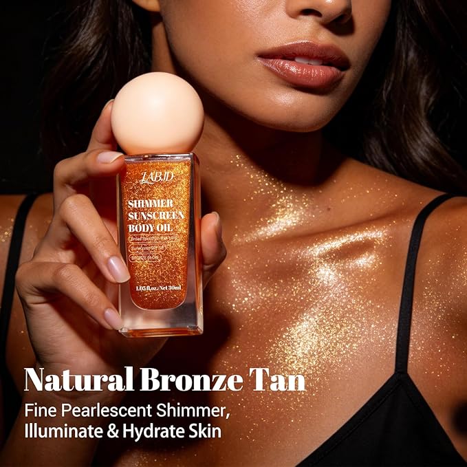 Sun Shield Body Glow, Broad Spectrum SPF 50, Infused with Shimmering Body Oil, Lightweight Shimmering Gel Texture Absorbs Quickly, Hydrates, Brightens, Non Sticky, Glowing Results, Bronze (2)