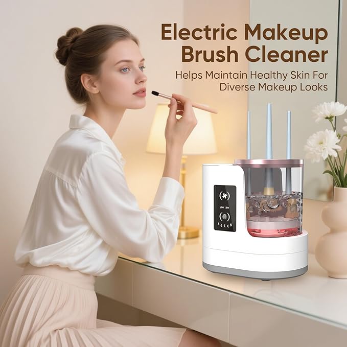 Electric Makeup Brush Cleaner 3-in-1, Automatic Brush Washing & Air-Drying Machine, Dual-Direction Deep Cleaning, Adjustable 2H/5H Drying, Fits Most Brush Sizes, Plug-in Design (2026 Upgrade)