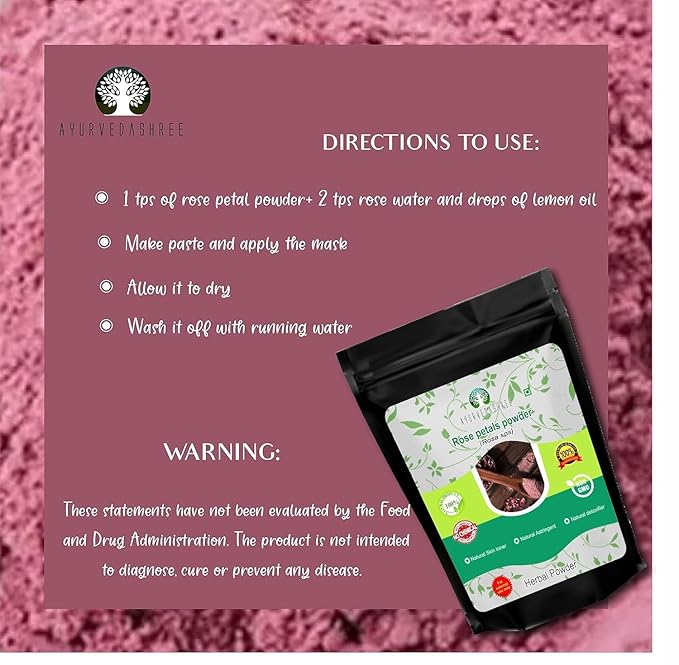 Rose Petals Powder 100 Gm | Rosa centifolia Natural Face Packs & Facial Mask Formulations | 100% Pure | Chemical-Free | Preservative-Free | No Artificial Color | Natural Skin Toner