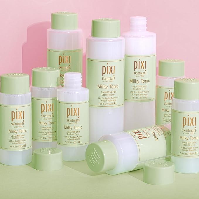 Pixi Milky Tonic, Calming & Hydrating Pads Containing Jojoba Milk, Infused with Oat Extract to Soothe, Alcohol-Free Daily Nourishing Toner, 3.4 fl oz/ 100 mL