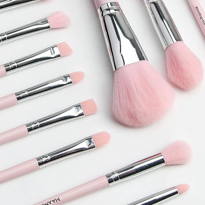 MAANGE Makeup Brush Set 30 Pcs Premium Synthetic Makeup Brushes Foundation Eye Shadow Powder Concealers Highlight Blending Brush Professional Make Up Brush Kit, Pink