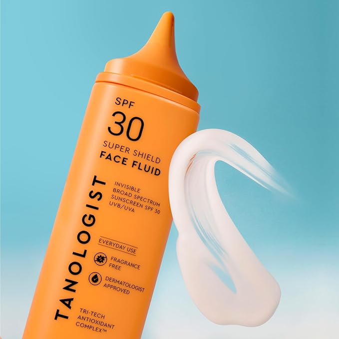 Tanologist SPF 30 Super Shield Face Fluid, Broad Spectrum SPF Sunscreen, Lightweight Face Sunscreen With Antioxidants & Hyaluronic Acid, No Fragrance, 1.69 fl. oz/50 ml Bottle