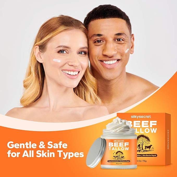 Beef Tallow for Skin (4 Oz), Beef Tallow for Face, Grass-Fed Tallow and Honey Balm, Organic Whipped Tallow Balm for Skin Care, Beef Tallow Moisturizer for All Skin Types (Unscented)