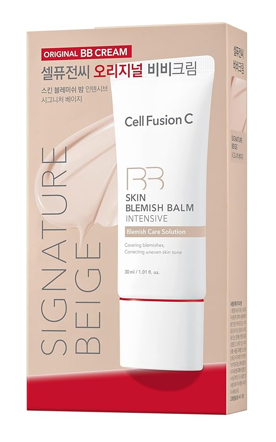Cell Fusion C Skin Blemish Balm No.23 Signature Beige - Light/Medium, SPF-Free, Skincare-Enriched BB Cream, 24h Natural Coverage, Tinted Moisturizer, Korean Makeup, 1.01 fl.oz.