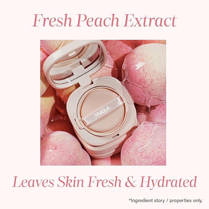 INGA Water Glow Daily Cushion Foundation (13N Fair Beige) - Natural Dewy Finish, Hydrating, Lightweight & Buildable Coverage, Skin-Fit Texture, Quick and Easy Radiant Glow