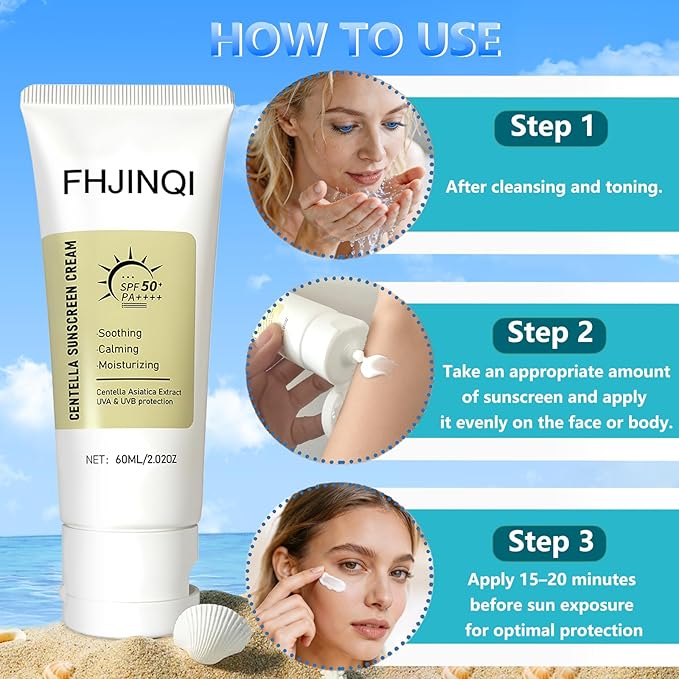 Centella Calming Sunscreen SPF50 PA++++, Daily Moisture Sunscreen Centella Asiatica No White Cast, Lightweight & Non-Greasy Sun Screen for Oily Sensitive Skin