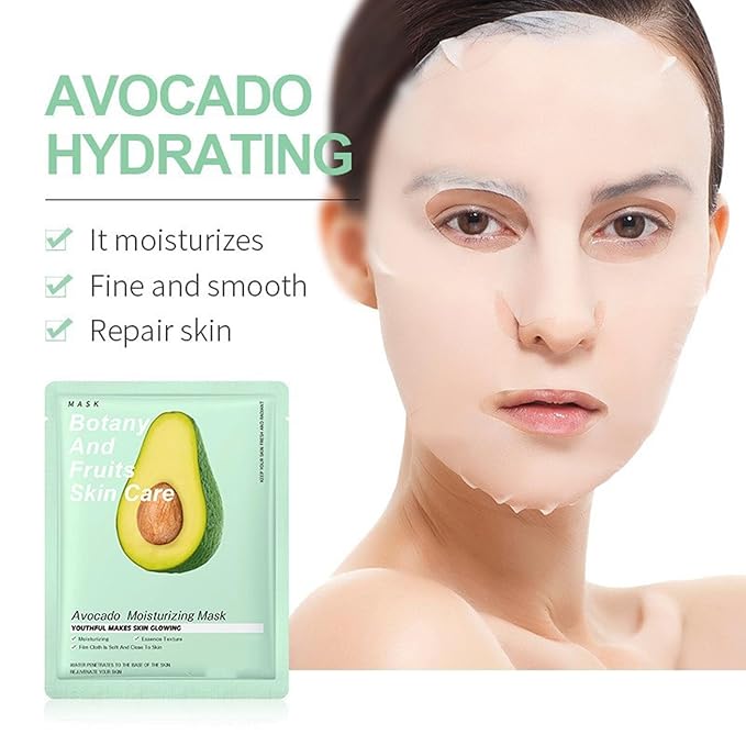 Avocado Skin Care Set, 10 Pcs Skincare Gift Set For Teen Girls & Women, Moisturizing & Revitalizing Facial Skin Care Kit with Cleanser, Toner, Serum, Eye Cream, Cream, Lip Mask & Face Mask