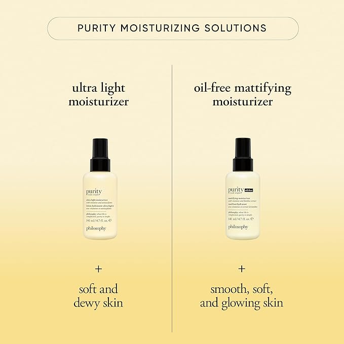 philosophy purity made simple oil-free mattifying moisturizer - with bamboo extract, green tea & vitamins C & E - nourishing formula delivers 24-hour hydration - 4.7 fl oz