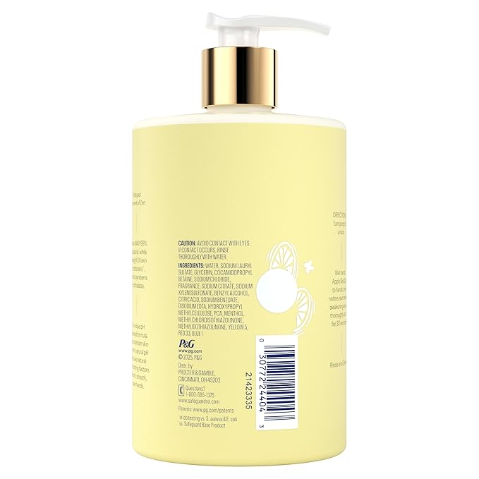 Safeguard Liquid Hand Soap, Skin Zen, Washes Away 99% Bacteria, Made with Natural Moisturizers & 2X Skin Conditioners, Safeguarding Families, PH Balanced Formula, Lemon & Yuzu Scent, 16 oz
