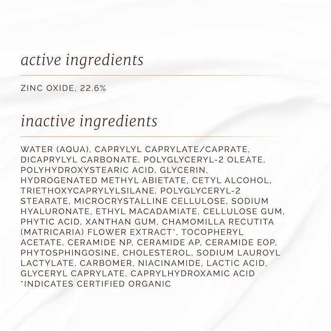 UVA/UVB Professional-grade Daily SPF 30 Mineral-based Face Sunscreen with Zinc Oxide, Hyaluronic Acid, Ceramides, Niacinamide. No artificial fragrances or dyes. 1.7 oz