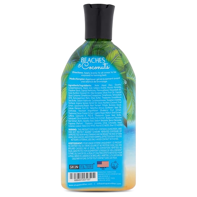 Beaches and Coconuts Tanning Lotion 10,000X Tanning with Anti-Orange Technology and Tattoo Protection Nourishing Ingredients