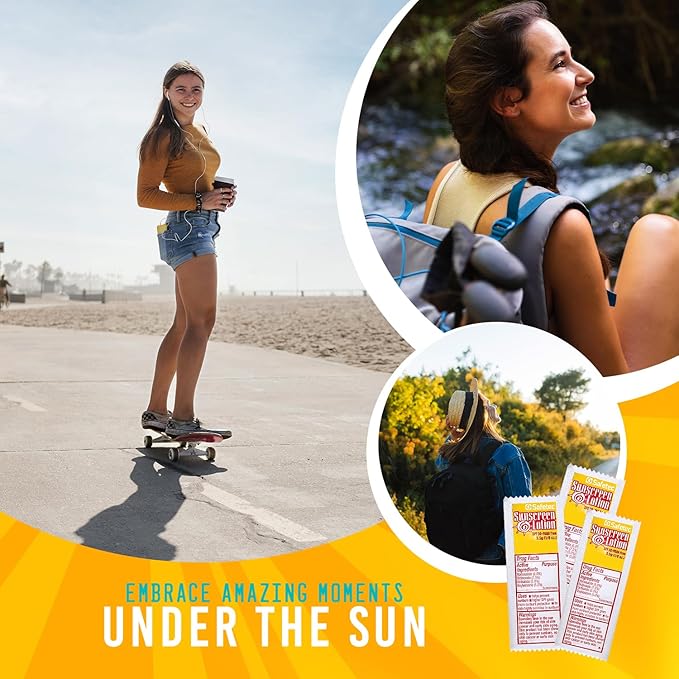 Sunscreen Lotion, SPF30 Protection and PABA Free, Individual Sunscreen Packets (Pack of 100) – Travel Size Sun Screen for Outdoors, Bundled with reclosable Homesphere bag (100)