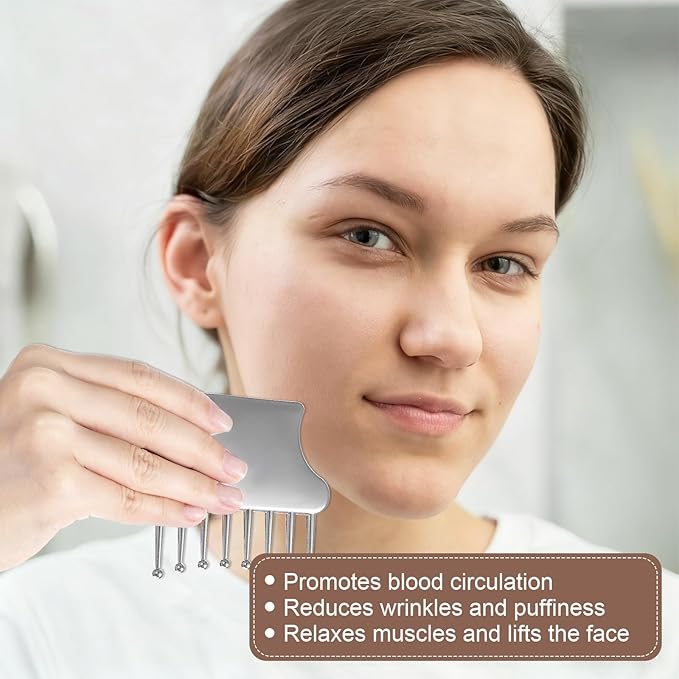 Stainless Steel Gua Sha Facial Tools Metal Guasha Portable Scalp Massager Comb Body And Face Gua Sha Sculpting For Head Neck Legs Arms Body Treatment