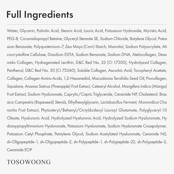 TOSOWOONG Pink PDRN Collagen Face Wash, Mochi Whip with Capsules for Gentle Blackhead & Pore Care, Hydrating & Rejuvenating with Salmon DNA PDRN, 7 Collagens, Korean Skincare, 100ml / 3.38 fl. oz.