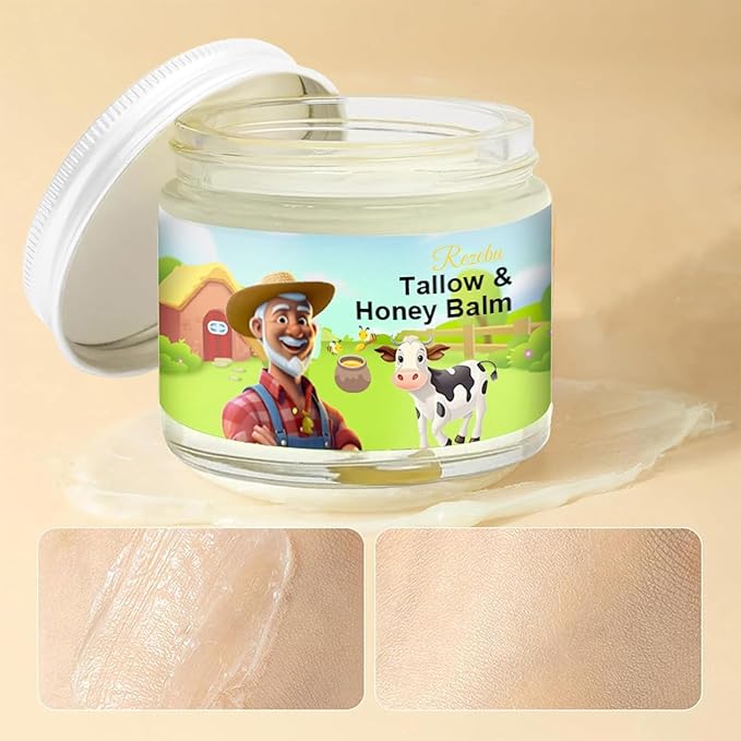 Tallow and Honey Balm, Tallow Face Moisturizer, Beef Tallow for Skin, Handmade All-Natural Moisturizer with Grass-Fed Beef Tallow & Raw Wild Honey for Smooth, Hydrated Skin, Natural Formula