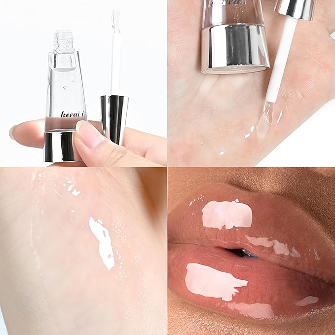 Instant Plumping & High-Shine Gloss Plumping Lip Oil - Ultra-Hydrating & Nourishing, Glossy Finish Lip Glow Oil, Instant Volumizing Effect, Smooth, Soft, Juicy Lips (#3 Crystal)