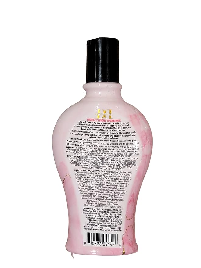 Double Dark Chocolate Covered Strawberries 400X Bronzing Lotion – Ultra-Rich Dark Tanning Formula with Skin Hydration & Firming, 7.5 oz Indoor Tan Lotion