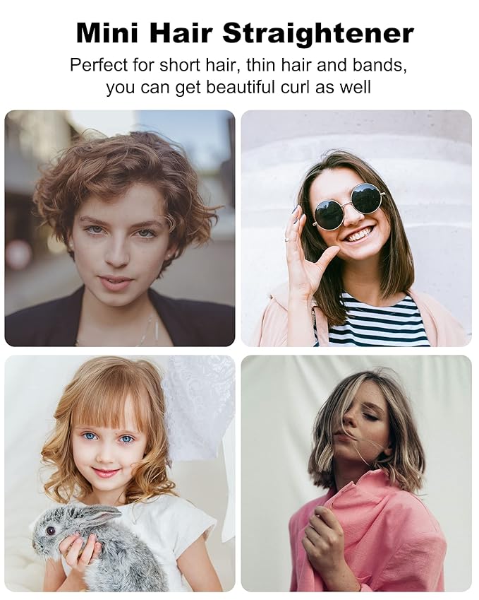 Mini Hair Straightener, Mini Flat Iron for Short Hair and Bangs, 0.7 Inch Small Flat Iron for Travel