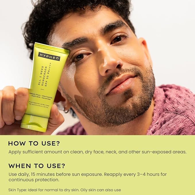 HY-phen SPF 50 PA++++ Mineral Sunscreen | Lightweight, No White Cast | UVA, UVB & Blue Light Protection | Hydrates, Antioxidant-rich with Niacinamide & Ceramides | For All Skin Types | 50ml