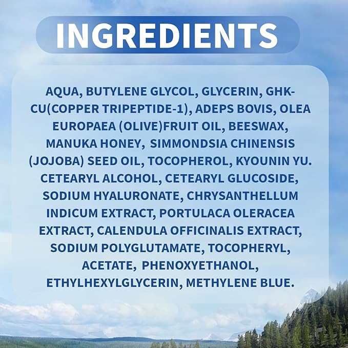 Copper Peptides GHK-Cu Whipped Beef Tallow for Skin, Grass Fed Beef Tallow and Honey Balm for Face & Body, with Methylene Blue Anti-Aging Moisturizer, Suitable for All Skin Types, 2 Oz