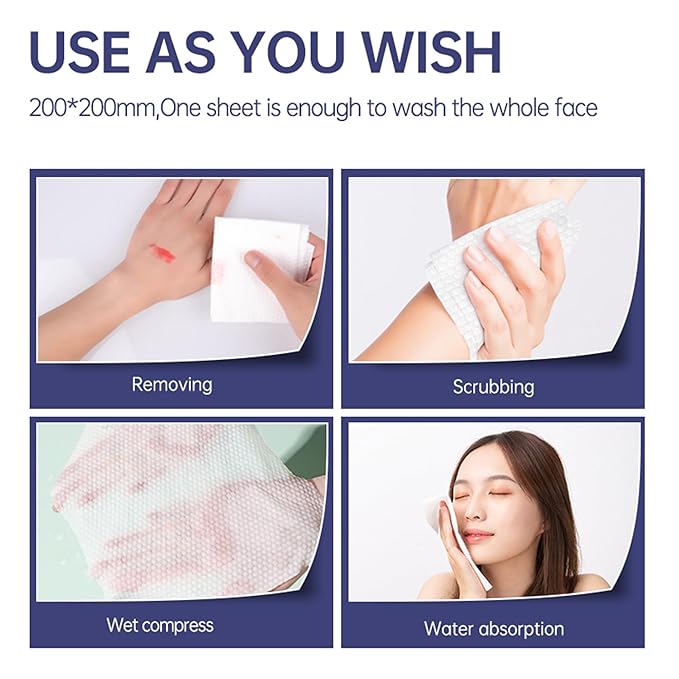 Face Clean Towels, 100 Count Ultra Thick Disposable face towels Facial Wash Cloth for Sensitive Skin, Lint- free Facial Tissue, Skincare and Makeup Remover