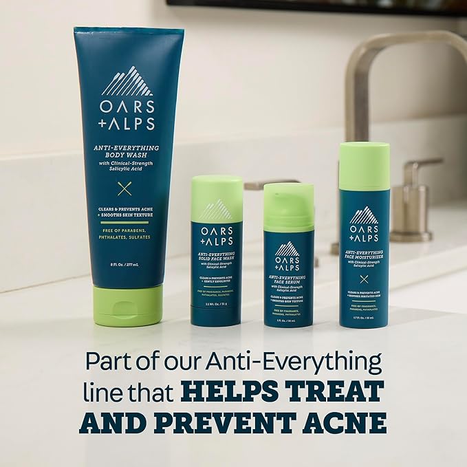 Oars + Alps Anti-Everything Facial Moisturizer with 1.0% Salicylic Acid Anti Acne Treatment, Fragrance Free Acne Fighting Face Moisturizer, Non-Greasy & Free of Parabens + Phthalates, 1.7 fl. oz