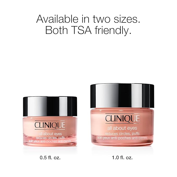 Clinique All About Eyes Lightweight Eye Cream With Vitamin C | Hydrating, Brightening, Depuffing + Dark Circle Reducing, Mini Travel Size, 0.5 Ounce
