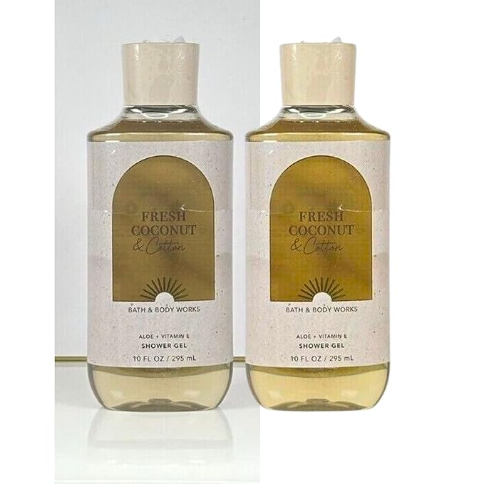Bath & Body Works Shower Gel, Gift Set of 2, 10oz Each (Fresh Coconut Cotton)