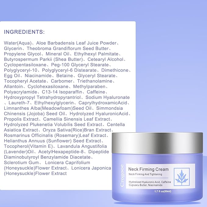 Crogooe Neck Firming Cream - Neck Creams for Tightening and Firming, Tightening and Lifting Wrinkles & Crepey Skin for Neck & Décolleté-1.7 fl.oz