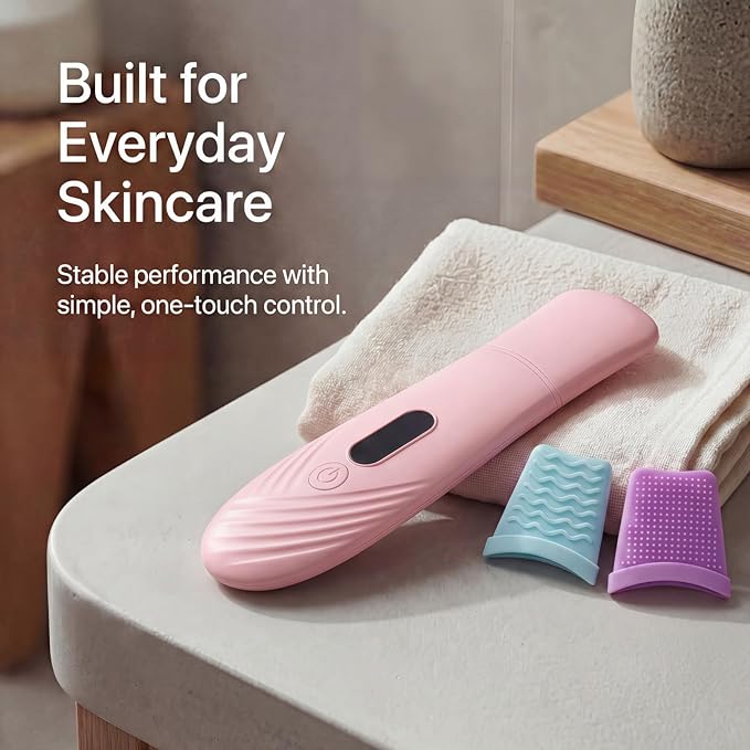 Skin Scrubber Face Spatula, Blackhead Remover Tool for Facial Deep Cleansing, Face Spatula Pore Cleaner with 4 Modes, Whitehead Remover, Blackhead Extractor, Face Scrubber (Pink)