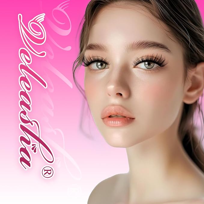 Veleasha Cat Eye Lashes 6D Faux Mink False Eyelashes Fluffy Wispy Strip Lashes Soft 100% Handmade Crisscross Fake Eyelashes Fox Eye Lash 7 Pairs Pack (Fluffy02)