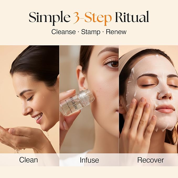 ReGlow Essential Facial Routine Trio - Stem Cell + Exosome Micro-Infusion System (3 Month Supply), Bio-Collagen Overnight Mask & Pore Refining EpiClear Toner Pads