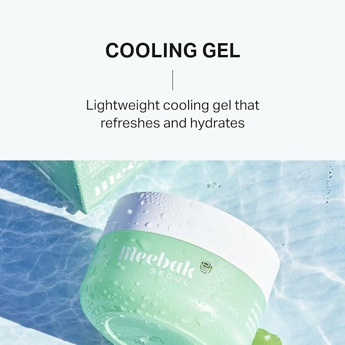 Meebak Cica Gel Face Moisturizer | Lightweight Hydrating Water Cream with Hyaluronic Acid & Vegan Collagen | Fast-Absorbing, Cooling Gel for All-Day Hydration & Glass Skin | Korean Skin Care