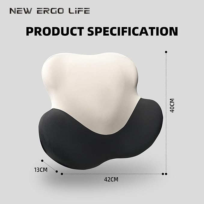 Lumbar Support Cushion, Memory Foam Back Support for Pain Relief, Ergonomic Waist Cushion for Office Chair, Car Seat, and Home, Removable & Washable Cover