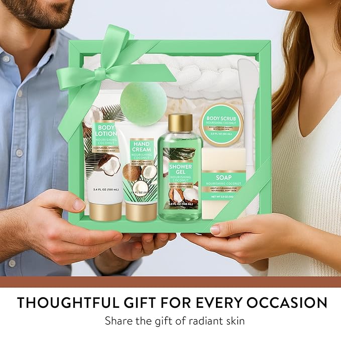 Spa Luxetique Gifts for Women 8pcs Bath and Body Works Gift Set for Women Tropical Coconut Spa Gift for Womens Birthday Gift for Womens Daughter Mom Wife Girlfriend Mothers Day Gifts for Mom