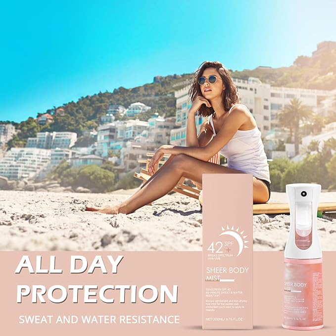 Sunglaze Sheer Body Mist Sunscreen,Lightweight Spray,Broad-Spectrum UV Protection & Hydration,For Active Lifestyles & Sensitive Skin,Ideal for Beach, Outdoor Sports-Sunscreen one