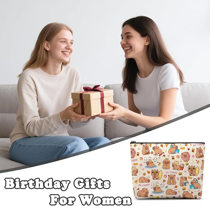 Capybara Makeup Bag, Capybara Gifts For Women, Capybaras Makeup Pouch, Travel Toiletry Bag With Zipper, Birthday Gifts For Mom Sister, Travel Toiletry Bag
