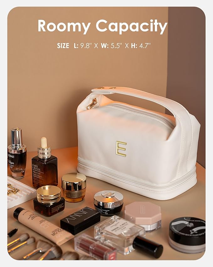 Easter Basket Stuffers-Birthday Gifts for Women, Personalized Makeup Bag with Handle, Gifts for Teen Girls Cosmetic Bag with Makeup Brush Organizer, Gifts for Friends Female Mom Graduation
