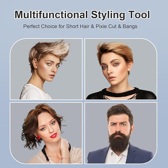 Small Flat Iron 3/10'' Mini Flat Irons for Short Hair,Pixie Cut & Bangs,Pencil Hair Straightener for Edges with LED Display,Travel Tiny Hair Straightener with Dual Voltage,Auto Shut Off(Gray)