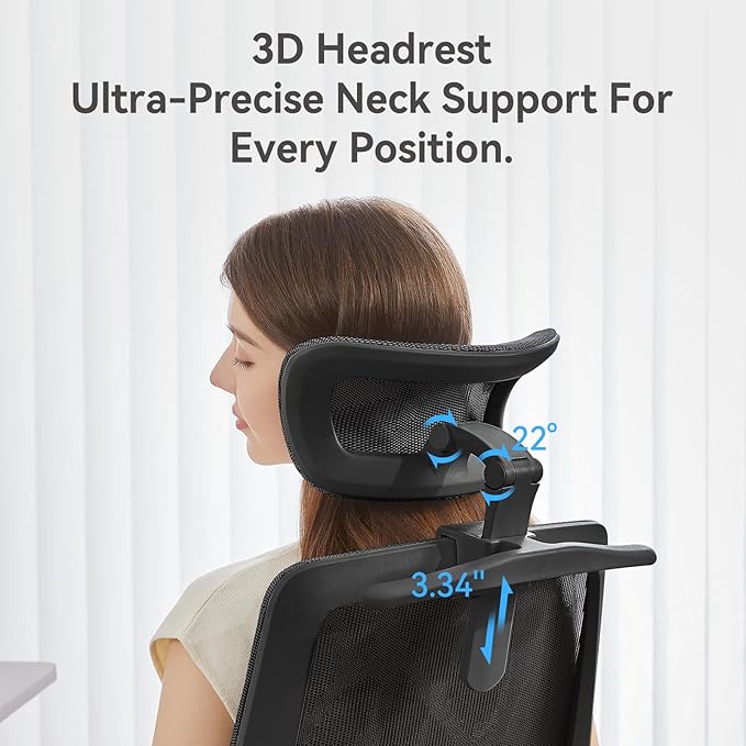 SIHOO M59AS Ergonomic Office Chair, Desk Chair with 3D Flip-up Armrests, Computer Chair with Dual Back Design and Adaptive Dynamic Lumbar Support Black