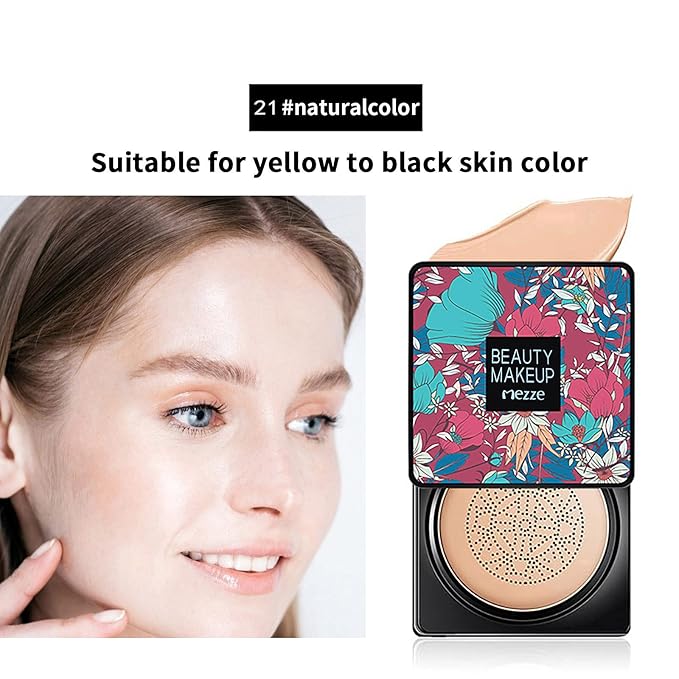 Mushroomhead Air Cushion CC Cream - Flaw'less Foundation Waterproof Makeup High Coverage Liquid BB Light to Medium Concealer Moisturizing for Dry Skin (Lovry)